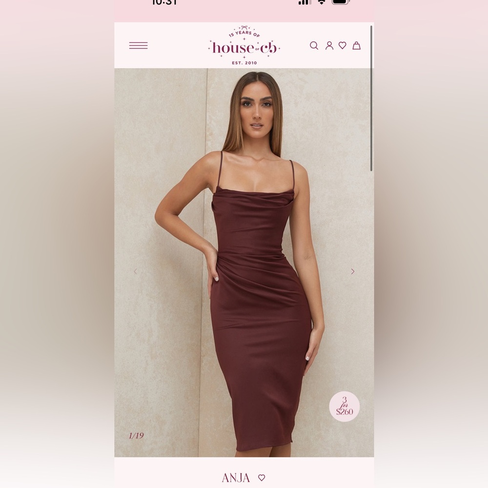 House of CB Anja Wine Corset Midi Dress size Small